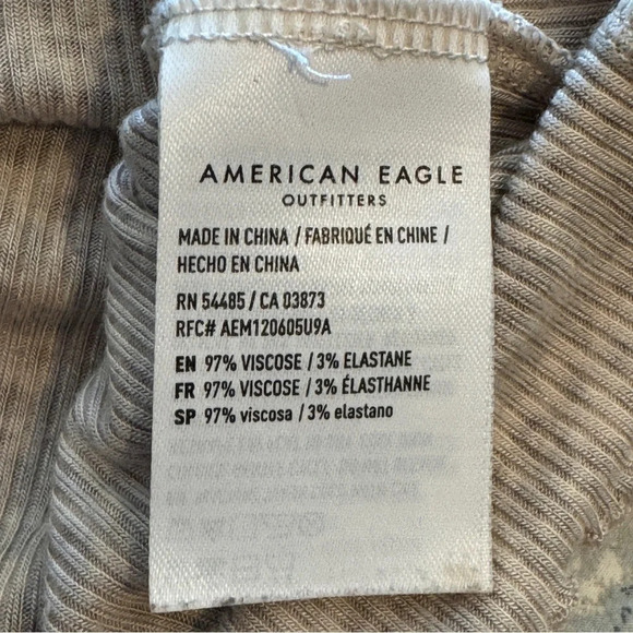 American Eagle Pastel Leopard Print Rib Knit Lettuce Hem Crop Baby Tee Sz S READ - Picture 6 of 7